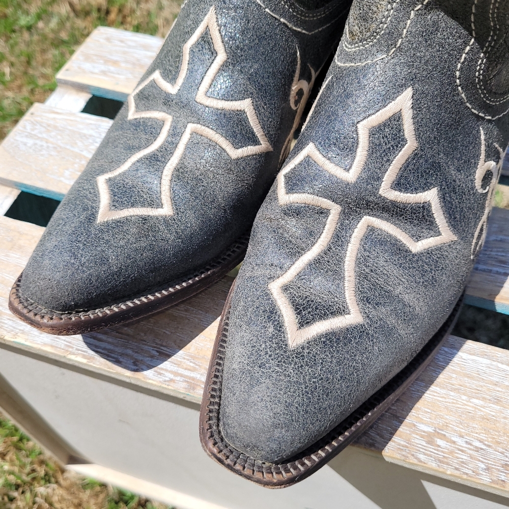 Justin Grey Women 8.5 Boots Western Cowgirl Leather - Picture 5 of 12